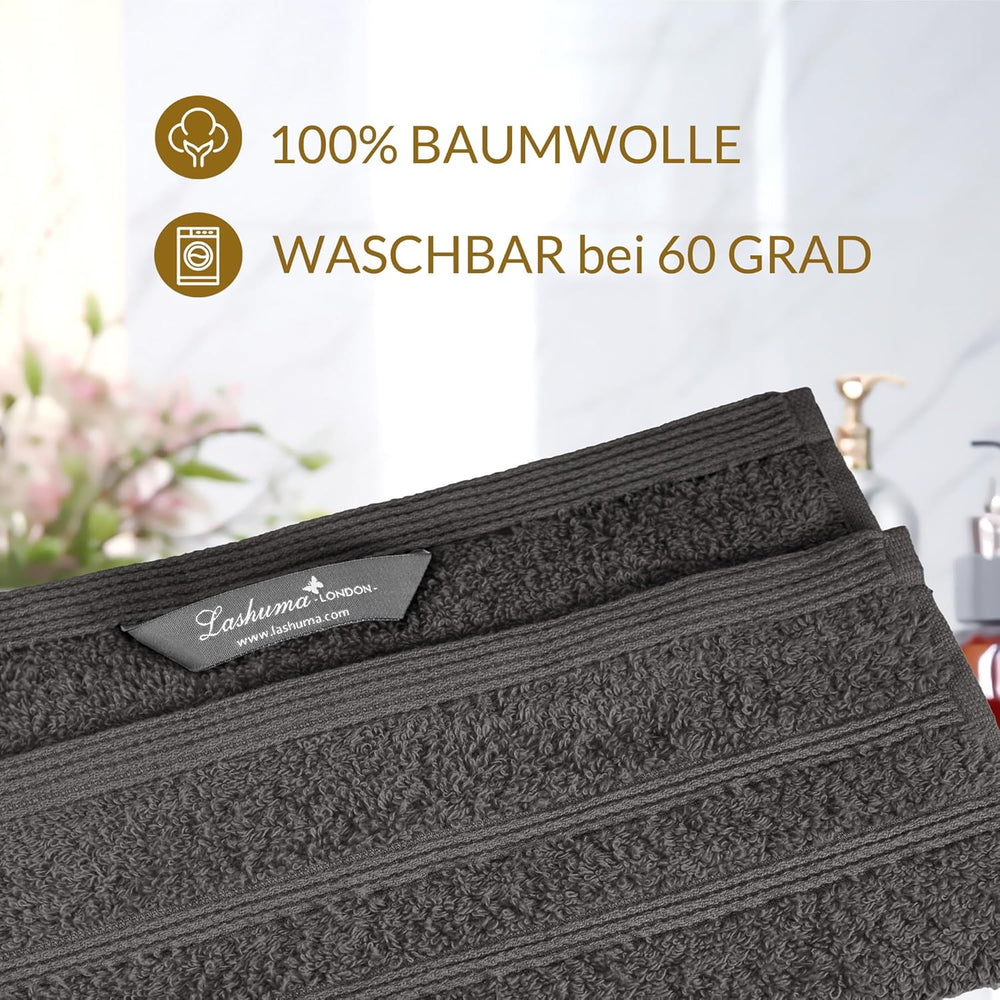 Waschlappen Set zweifarbig 30x30 cm 6 Stück Anthrazit -  Rot