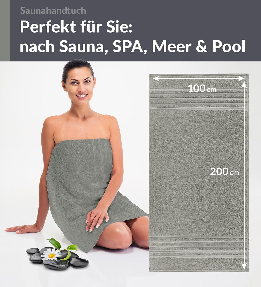 Badetuch groß 100x200 cm Grau - Stein