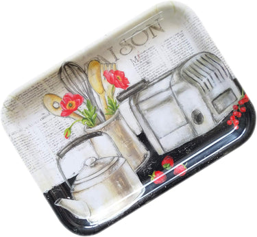 Rechteckiges Melamintablett 31x23 cm, Serviertablett aus Italien, Kunststofftablett klein Design: Landhaus