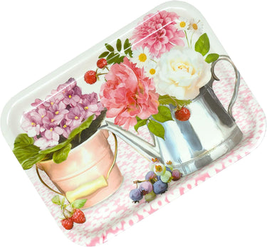 Rechteckiges Tablett zum Servieren, Melamintablett bunt Design: Pfingstrose, Teetablett 31x23 cm