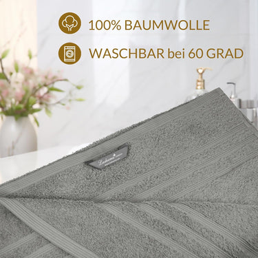8 teiliges Frottee Handtuchset  Grau - Orange