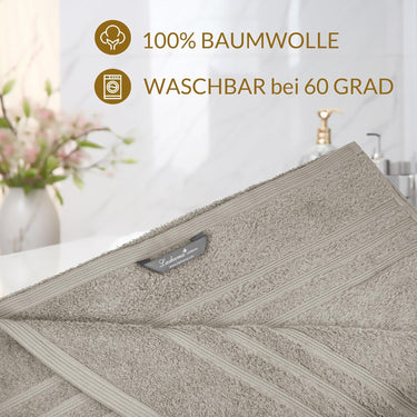 8 teiliges Frottee Handtuchset Türkis - Beige