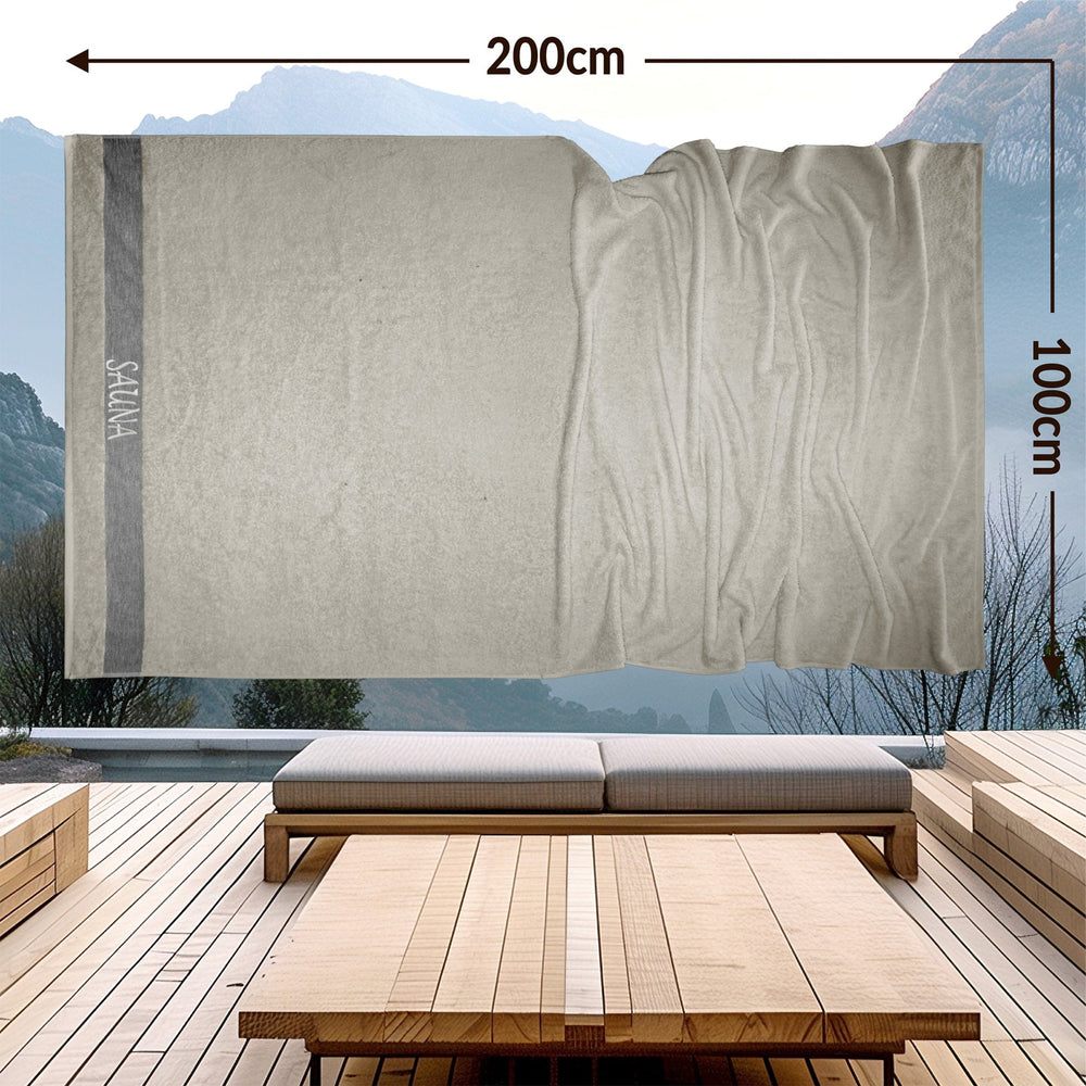 Wellness Frottee Saunatuch 100x200 cm, Lima XXL Sauna Handtuch Grau - Kiesel