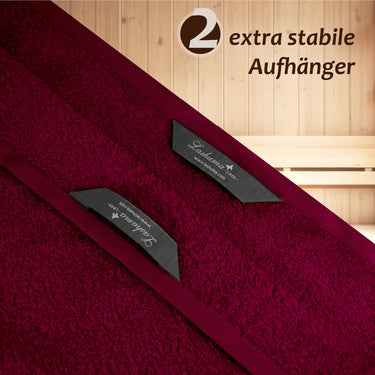 Wellness Frottee Saunatuch 100x200 cm, Lima XXL Sauna Handtuch Rot - Kirsch