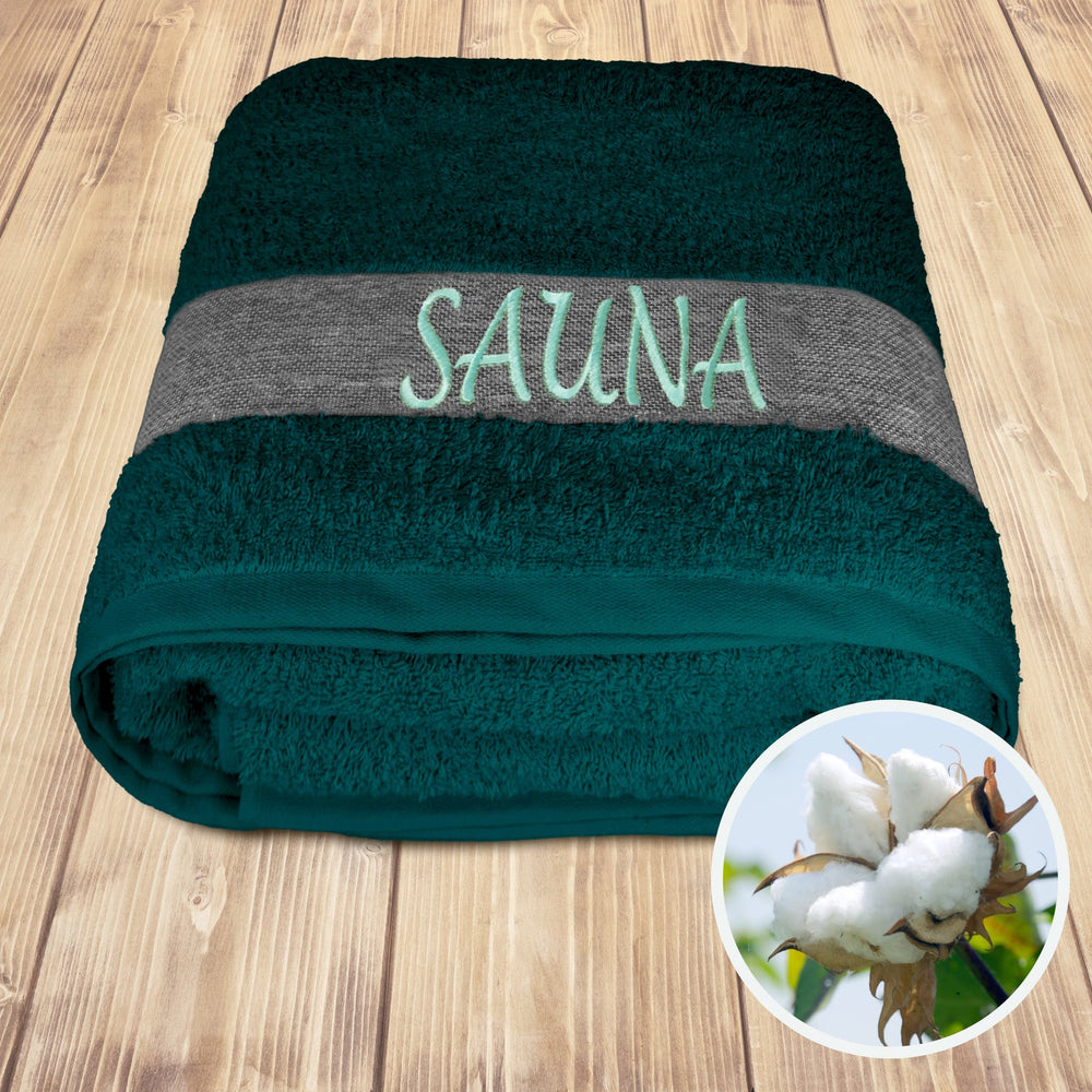 Wellness Frottee Saunatuch 100x200 cm, Lima XXL Sauna Handtuch Grün - Opal
