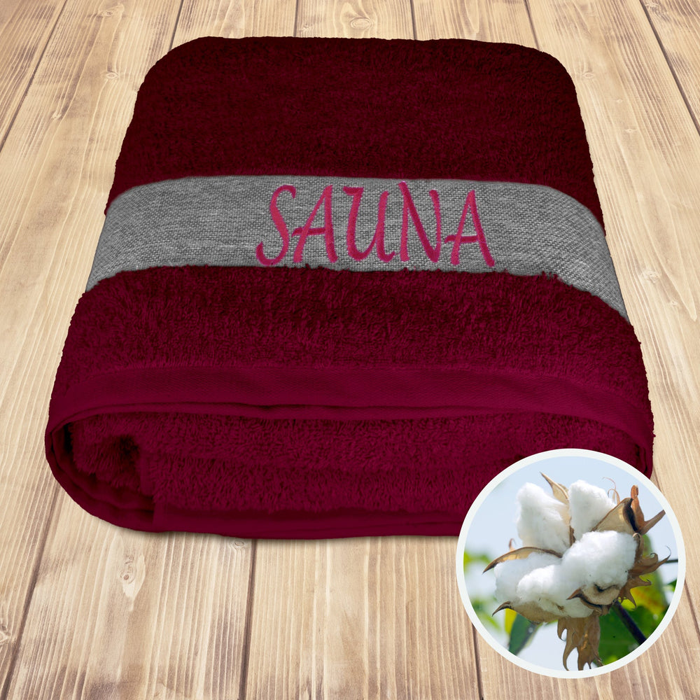 Wellness Frottee Saunatuch 100x200 cm, Lima XXL Sauna Handtuch Rot - Kirsch