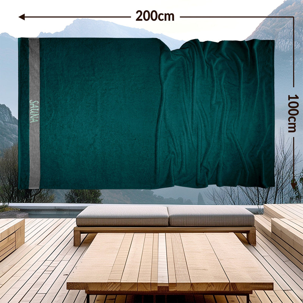 Wellness Frottee Saunatuch 100x200 cm, Lima XXL Sauna Handtuch Grün - Opal