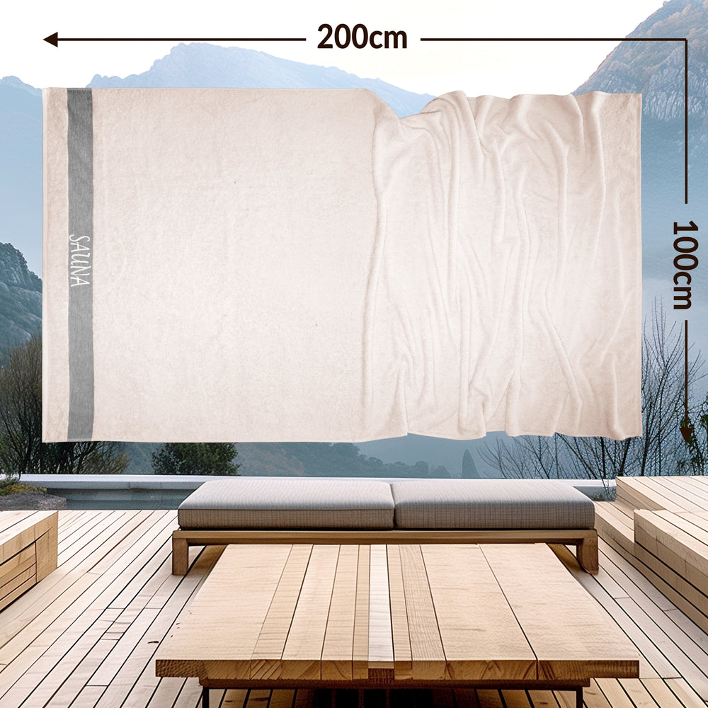 Wellness Frottee Saunatuch 100x200 cm, Lima XXL Sauna Handtuch Natur