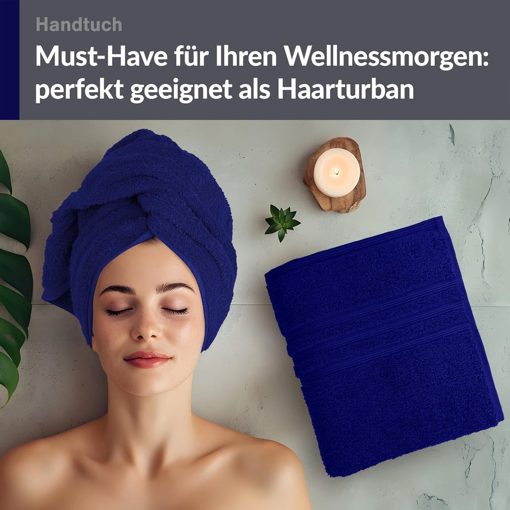 4er Handtücher Set 50x100 cm Baumwolle Blau - Marine