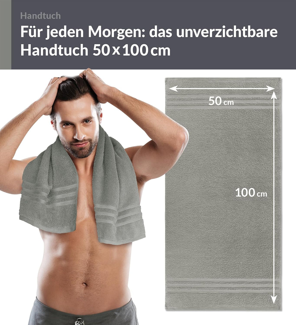 4er Handtücher Set 50x100 cm Baumwolle Grau - Stein