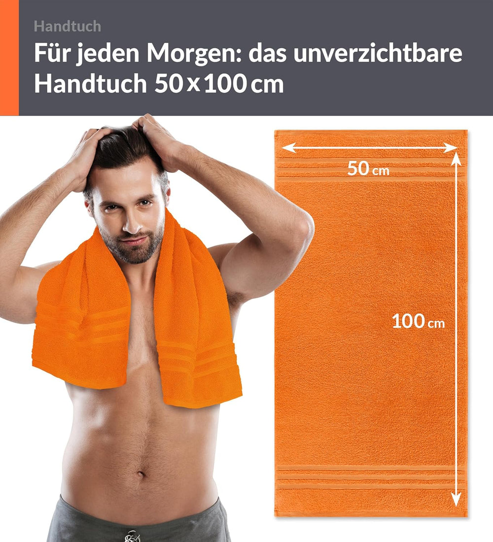 4er Handtücher Set 50x100 cm Baumwolle Orange - Clementinen