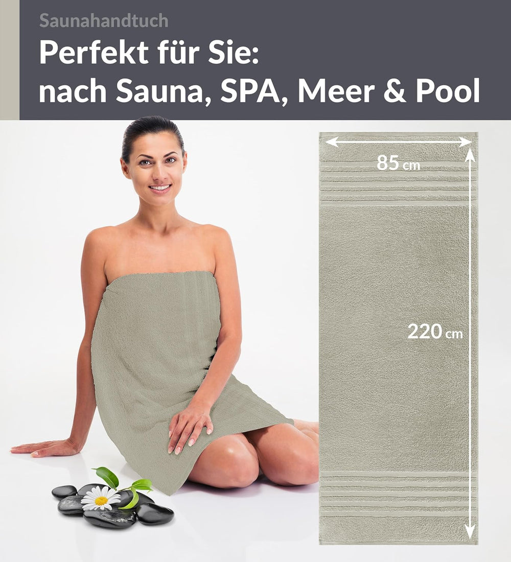 Saunahandtuch extra lang 80x220 cm Grau - Kiesel