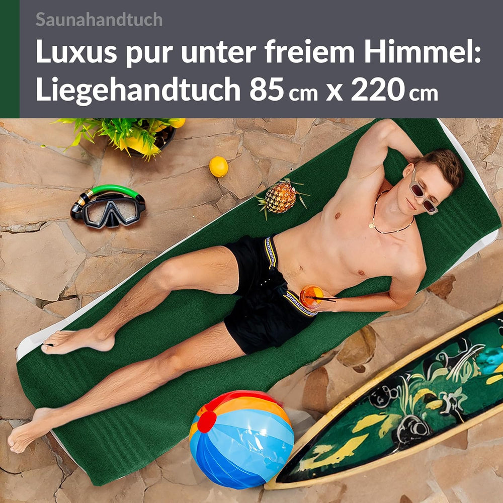 Saunahandtuch extra lang 85x220 cm Grün - Tanne