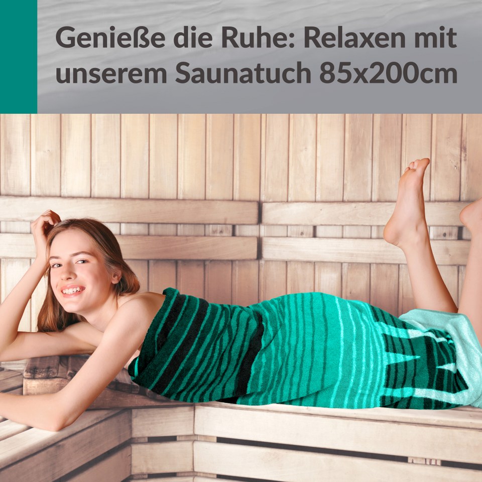 Saunahandtuch 85x200 cm Türkis - Grün, Oslo Saunatuch