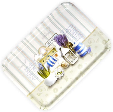 Rechteckiges Kuchentablett 45x31 cm, Druck: Strandoase, Esstablett aus Italien, Desserttablett tragbar