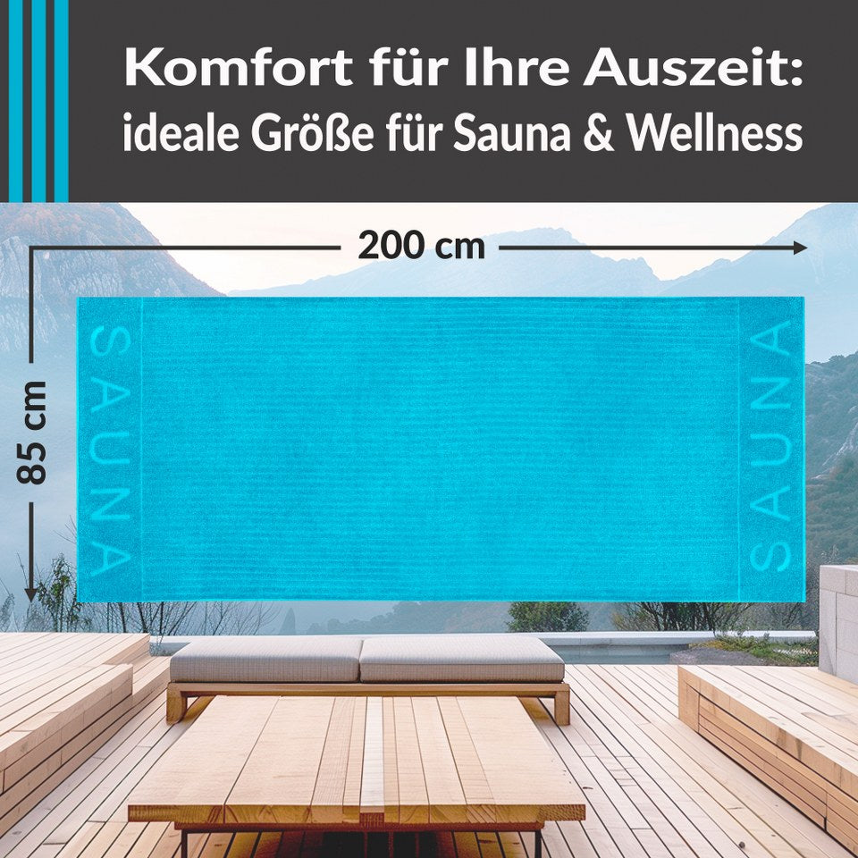 Saunatuch 85x200 cm Blau - Aquamarin, Kopenhagen Saunahandtuch