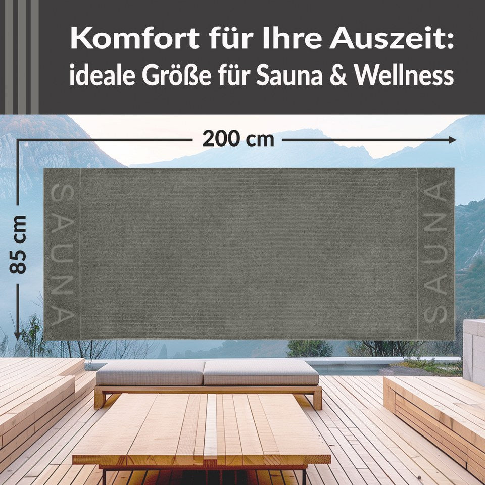 Saunatuch 85x200 cm Grau - Dunkel , Kopenhagen Saunahandtuch
