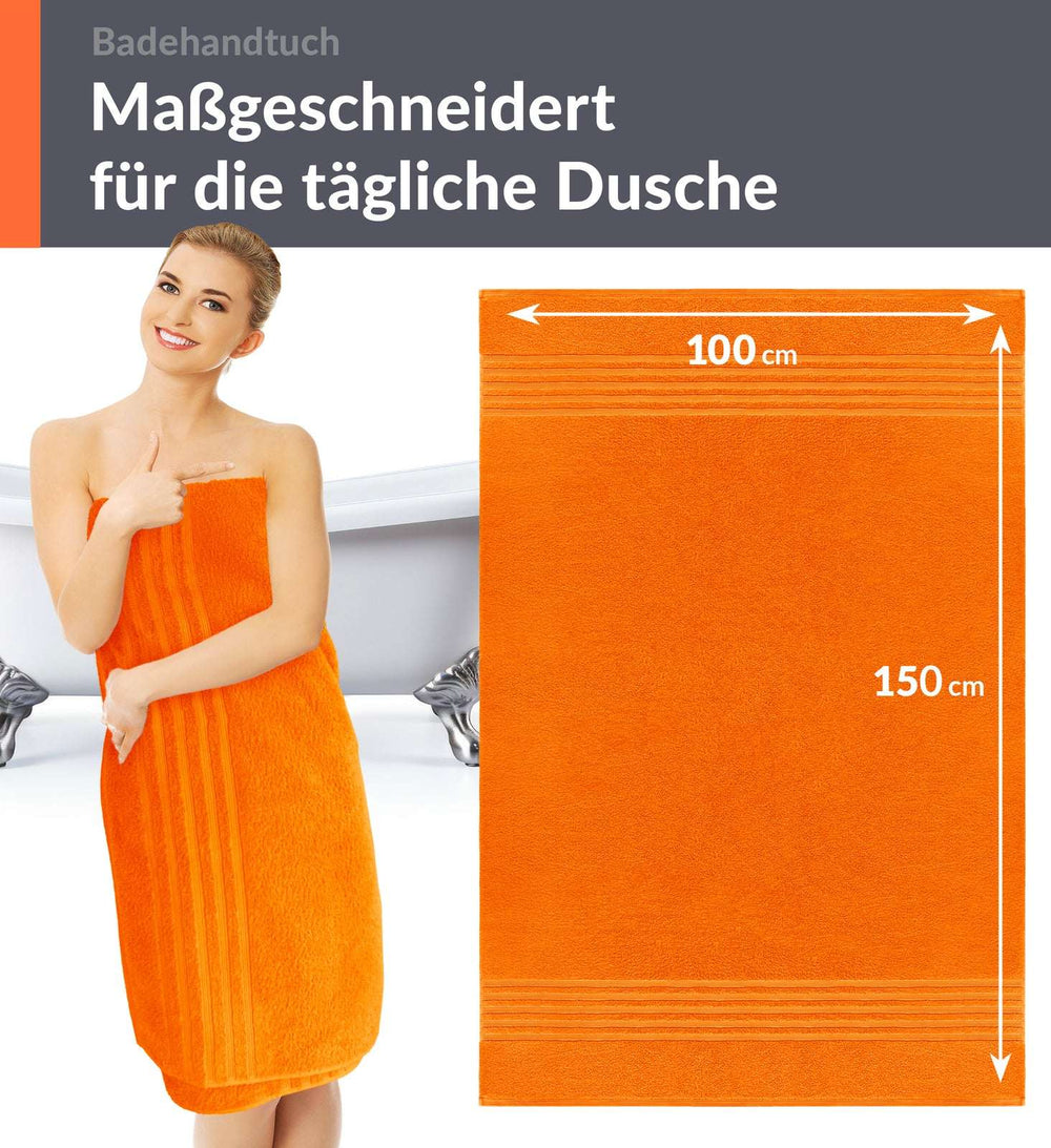 Duschtuch groß 100x150 cm 2er Set Orange - Clementinen