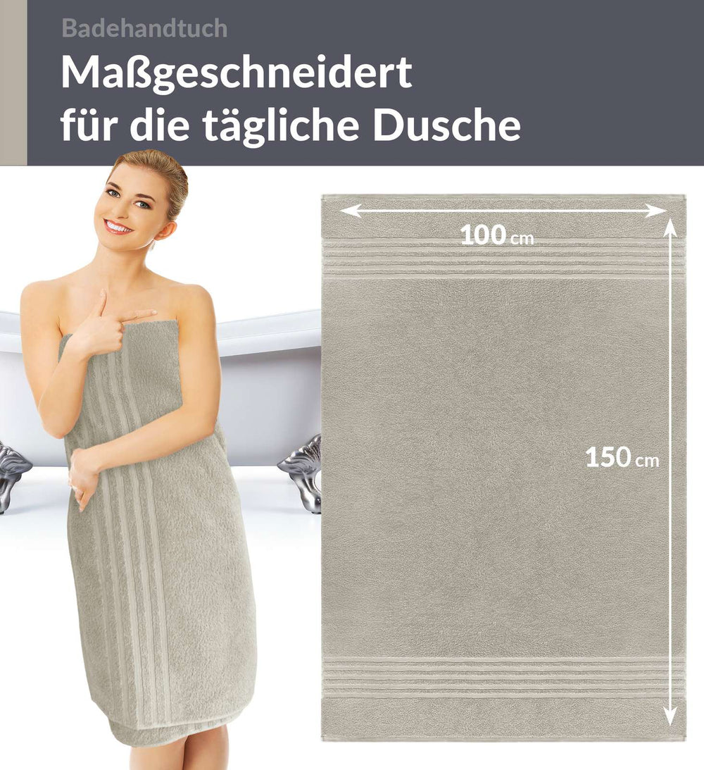 Duschtuch groß 100x150 cm 2er Set Grau - Kiesel