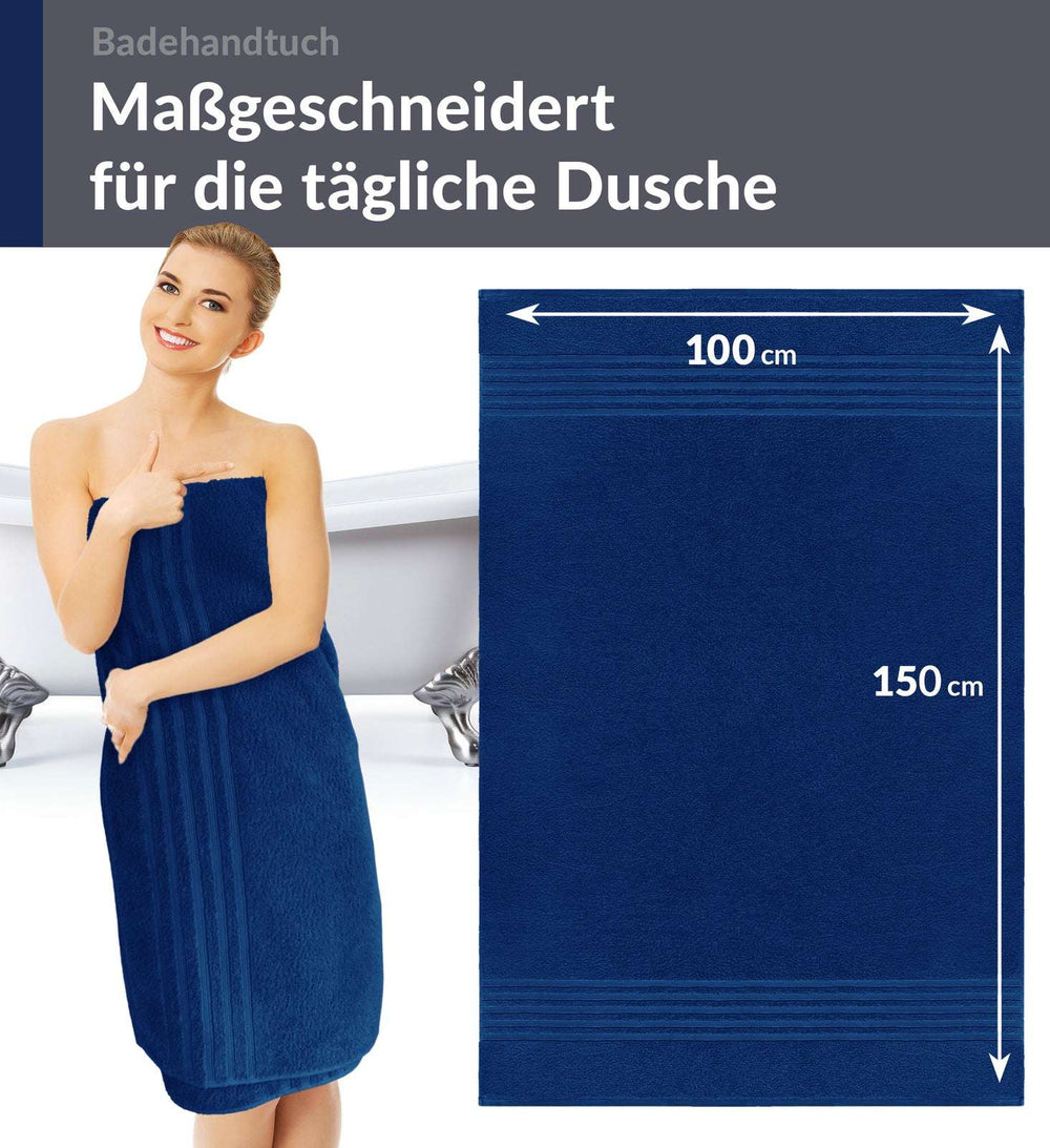 Duschtuch groß 100x150 cm 2er Set Blau - Marine