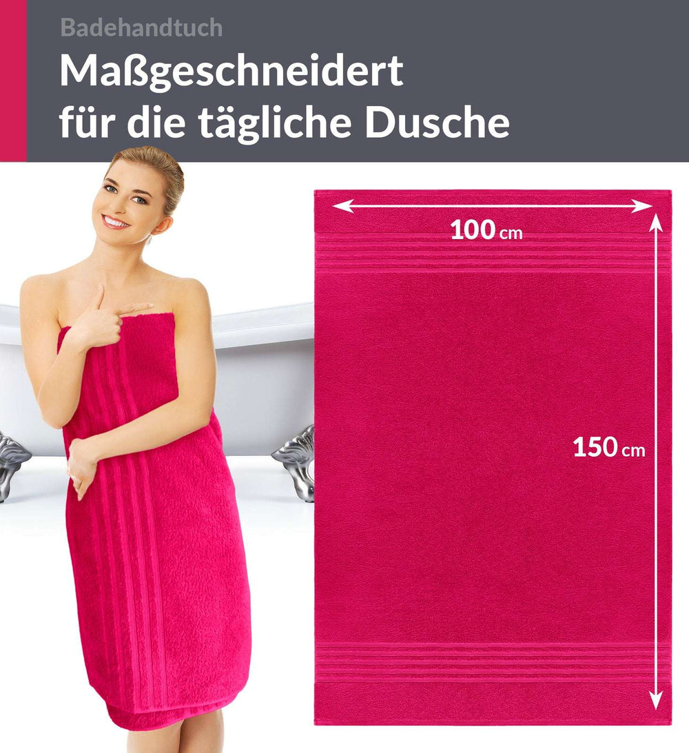 Duschtuch groß 100x150 cm 2er Set Rot - Rhabarber