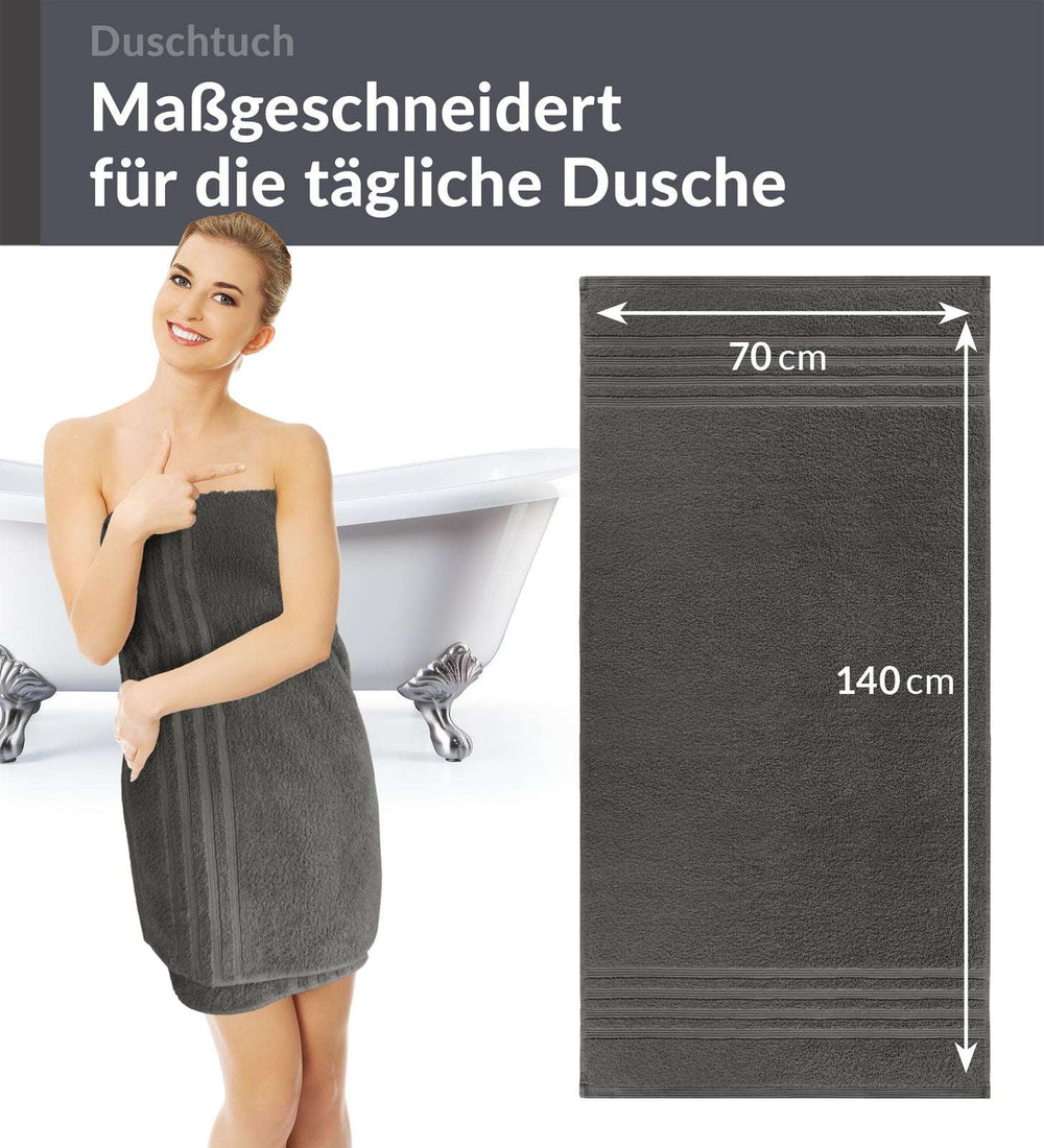 Duschtuch 70x140 cm 2er Set Grau - Anthrazit