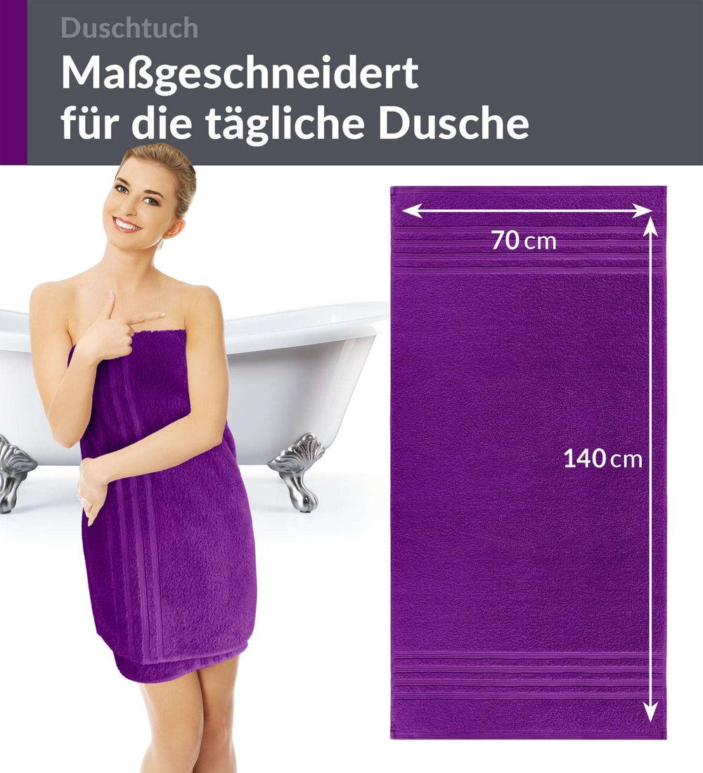 Duschtuch 70x140 cm 2er Set  Lila - Aubergine