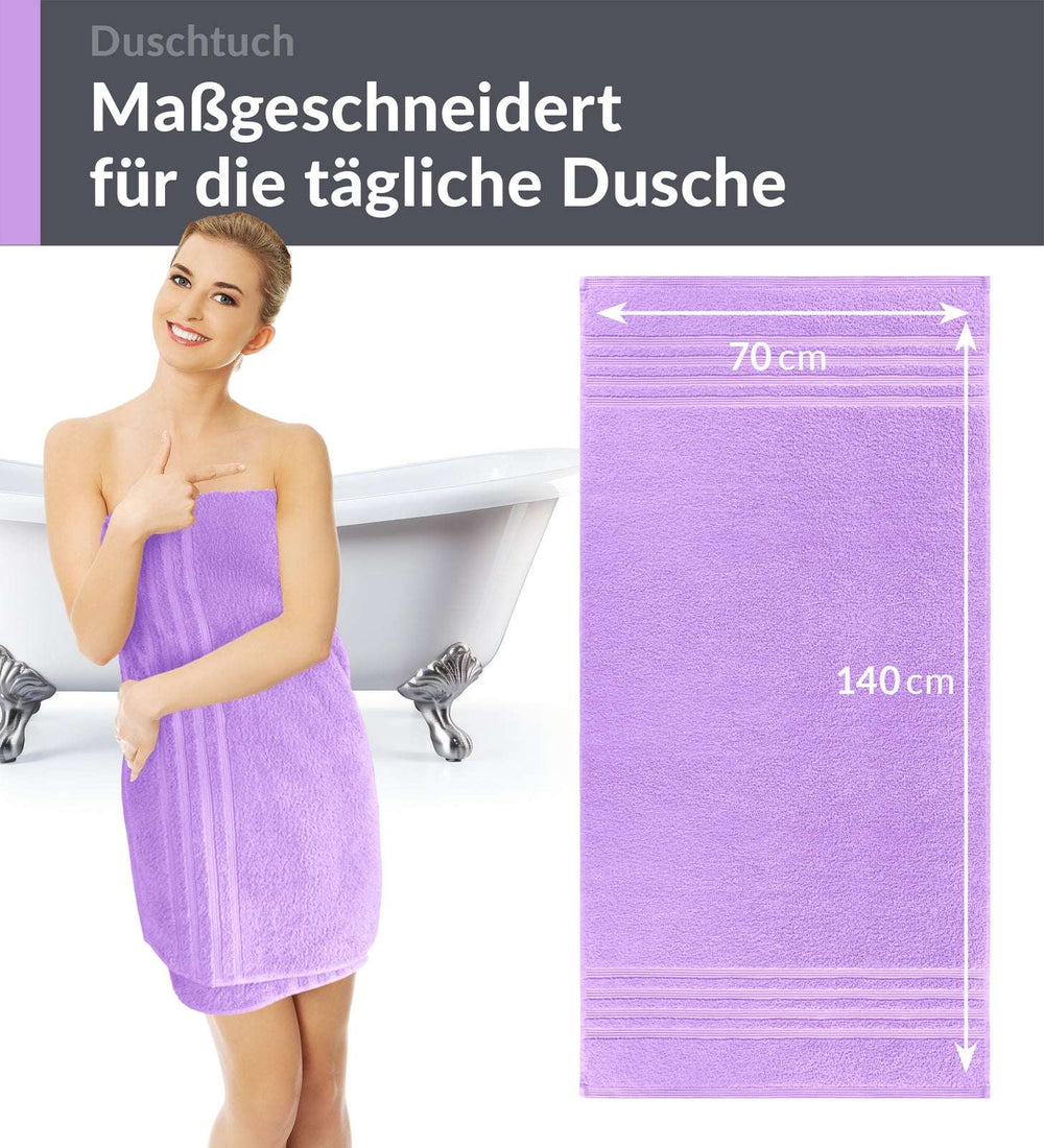 Duschtuch 70x140 cm 2er Set Lila - Flieder