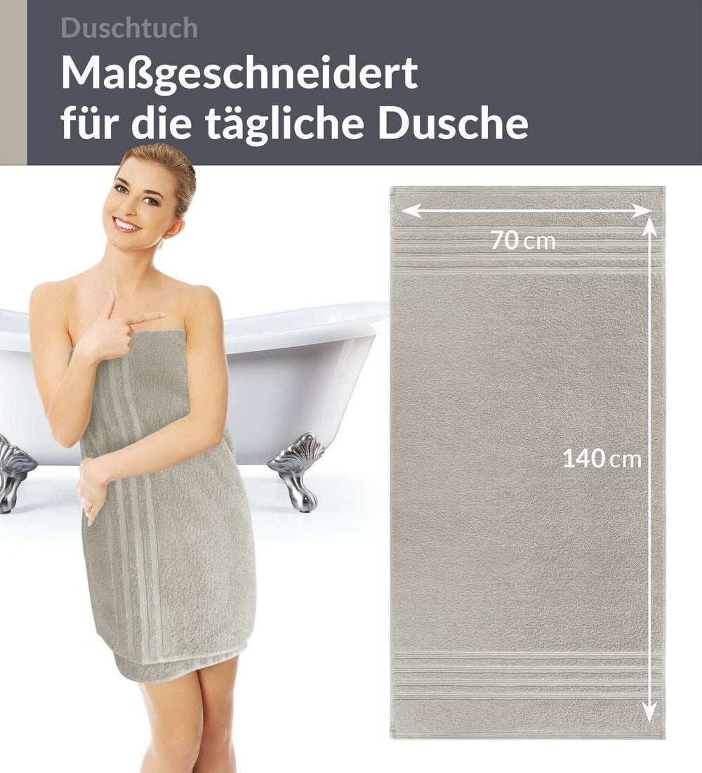 Duschtuch 70x140 cm 2er Set Grau - Kiesel