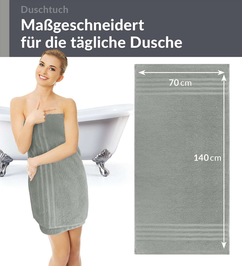 Duschtuch 70x140 cm 2er Set Grau - Stein
