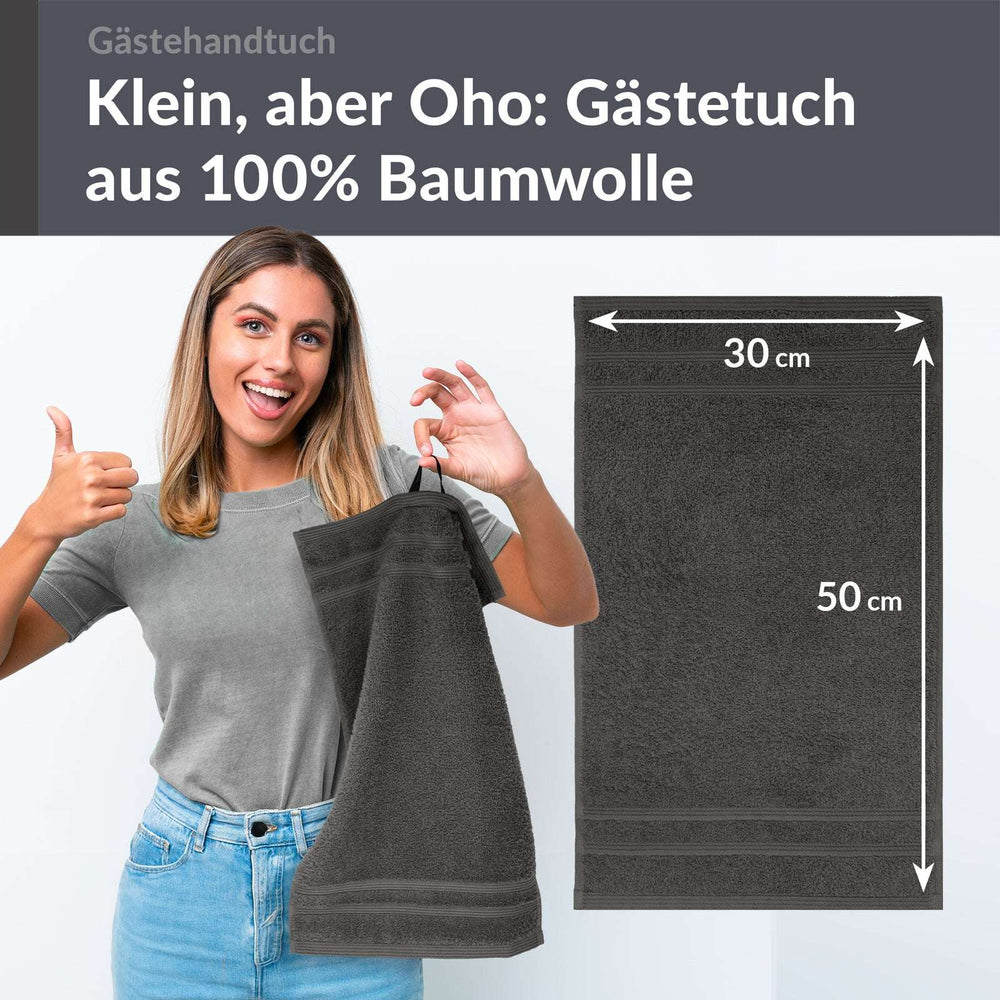 Gästehandtücher Set 30x50 cm 4 Stück Grau - Anthrazit