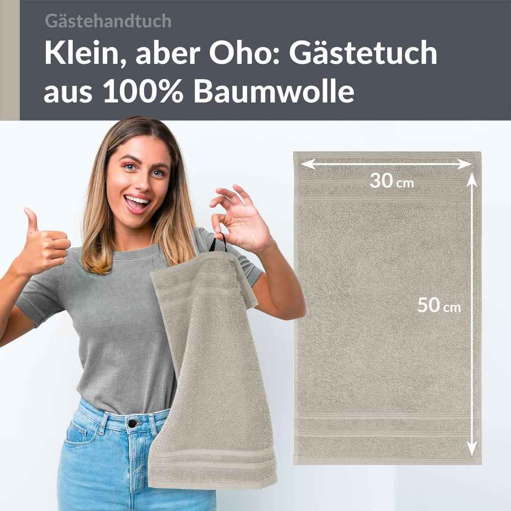 Gästehandtücher Set 30x50 cm 4 Stück Grau - Kiesel