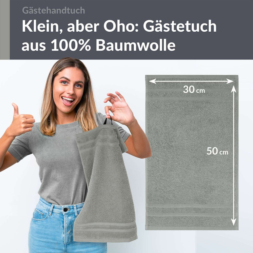Gästehandtücher Set 30x50 cm 4 Stück Grau - Stein