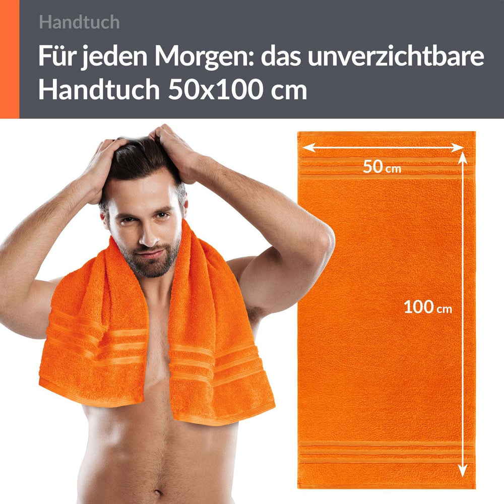4er Handtücher Set 50x100 cm Baumwolle Orange - Clementinen
