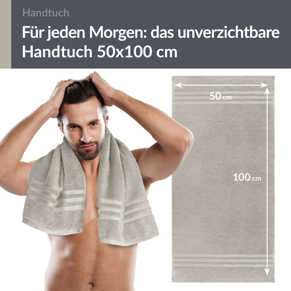 4er Handtücher Set 50x100 cm Baumwolle Grau - Kiesel