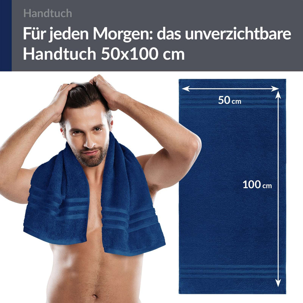 4er Handtücher Set 50x100 cm Baumwolle Blau - Marine