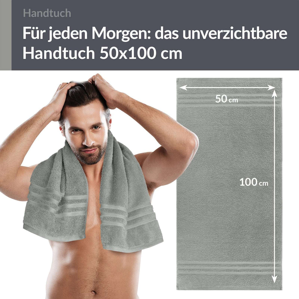 4er Handtücher Set 50x100 cm Baumwolle Grau - Stein