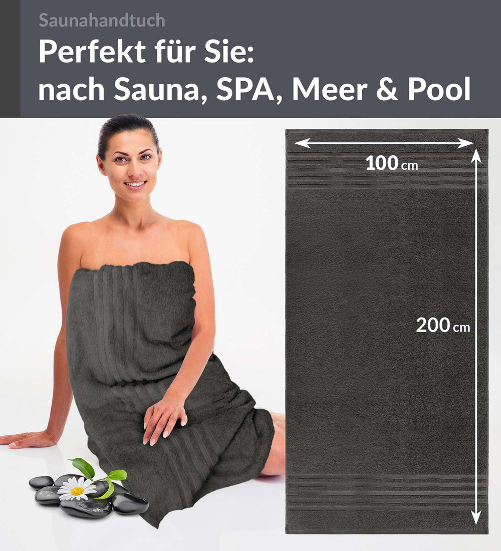 Badetuch groß 100x200 cm Grau - Anthrazit