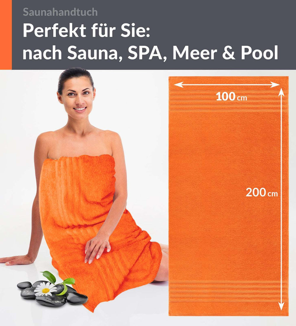 Badetuch groß 100x200 cm Orange - Clementinen