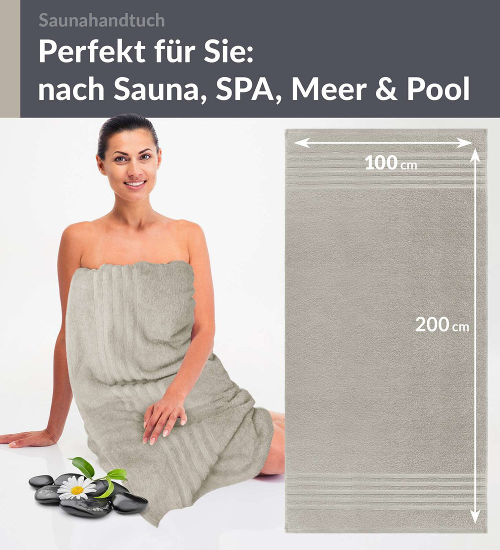 Saunahandtuch extra lang 80x220 cm Grau - Kiesel
