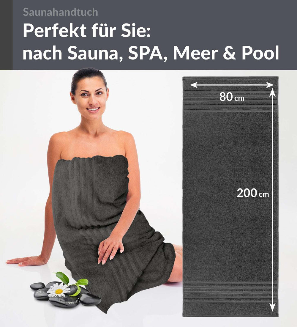 Saunahandtuch 80x200 cm Grau - Anthrazit