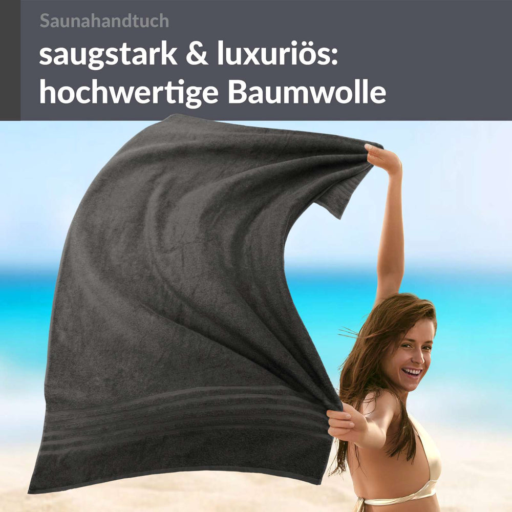 Badetuch groß 100x200 cm Grau - Anthrazit
