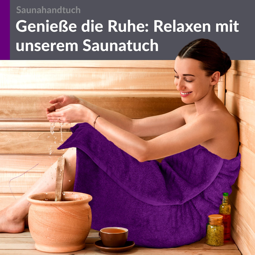 Saunahandtuch extra lang 80x220 cm Lila - Aubergine