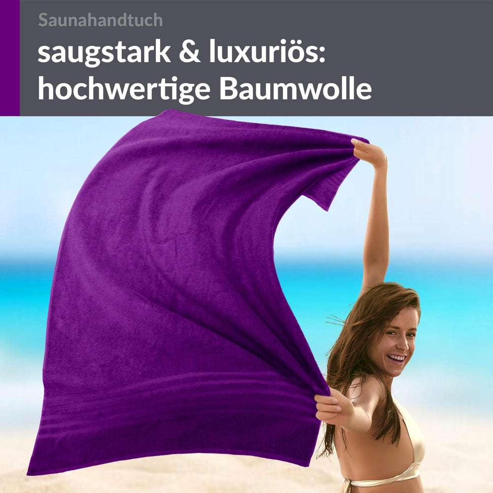 Saunahandtuch extra lang 80x220 cm Lila - Aubergine