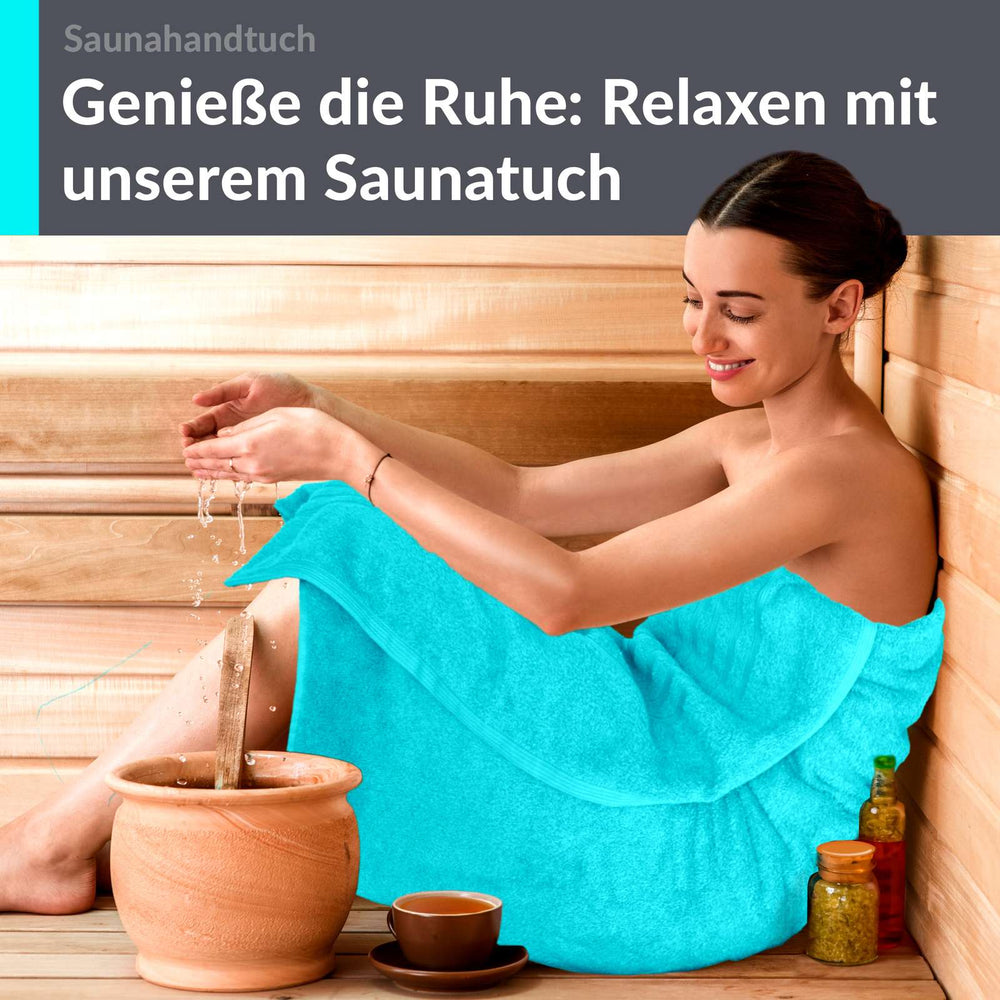 Saunahandtuch extra lang 80x220 cm Türkis - Lagunen