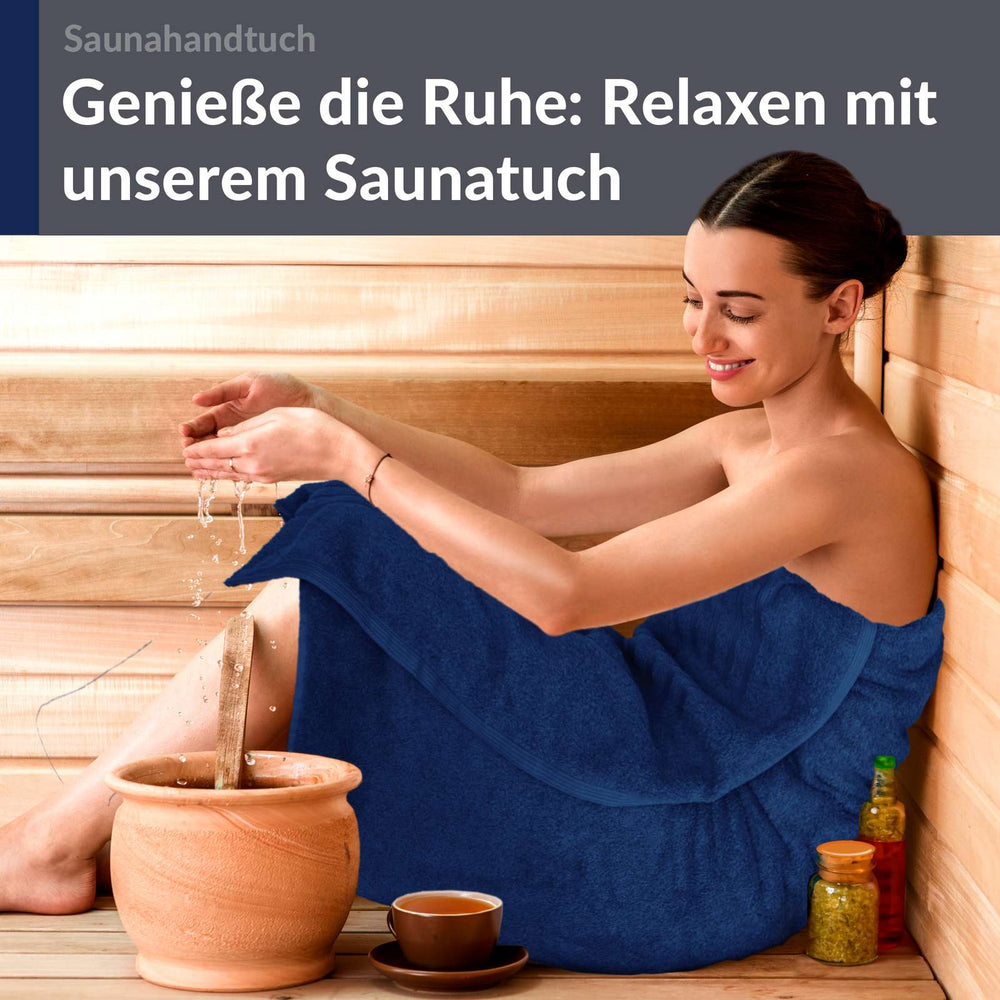 Saunahandtuch extra lang 80x220 cm Blau - Marine