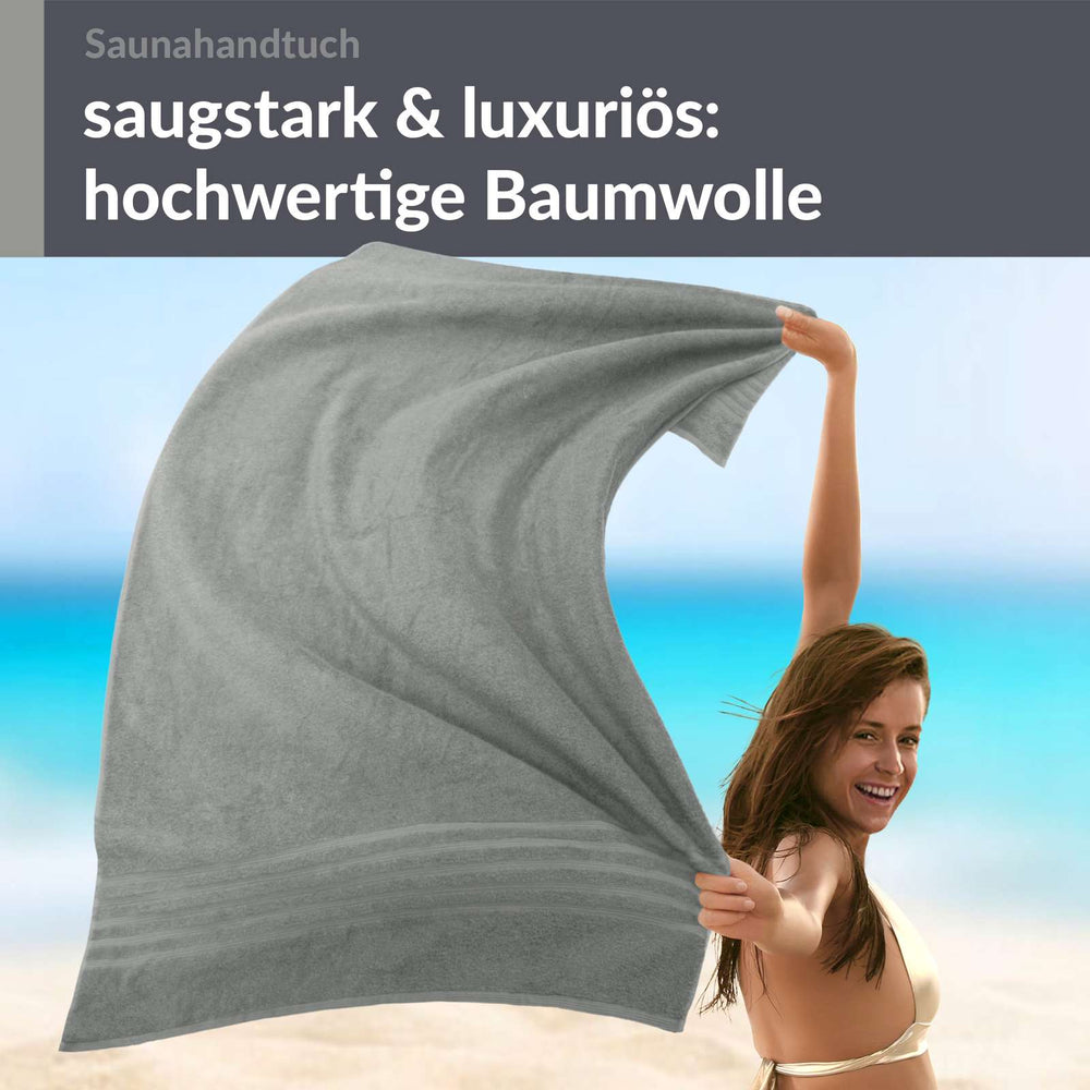 Badetuch groß 100x200 cm Grau - Stein
