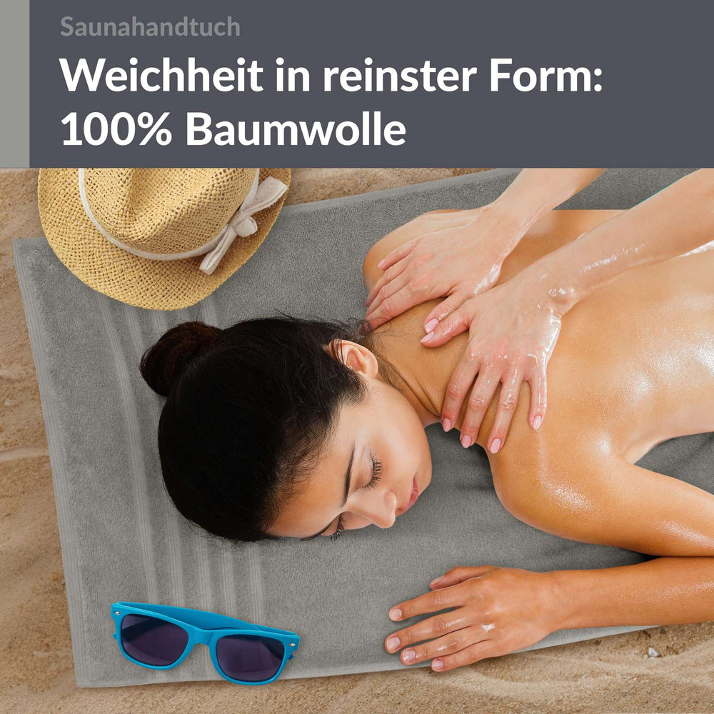Saunahandtuch extra lang 80x220 cm Grau - Stein