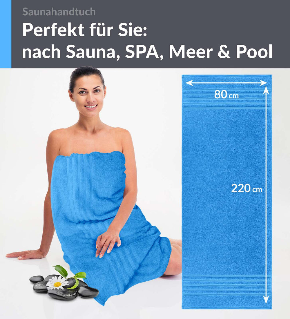 Saunahandtuch extra lang 80x220 cm Blau - Capri
