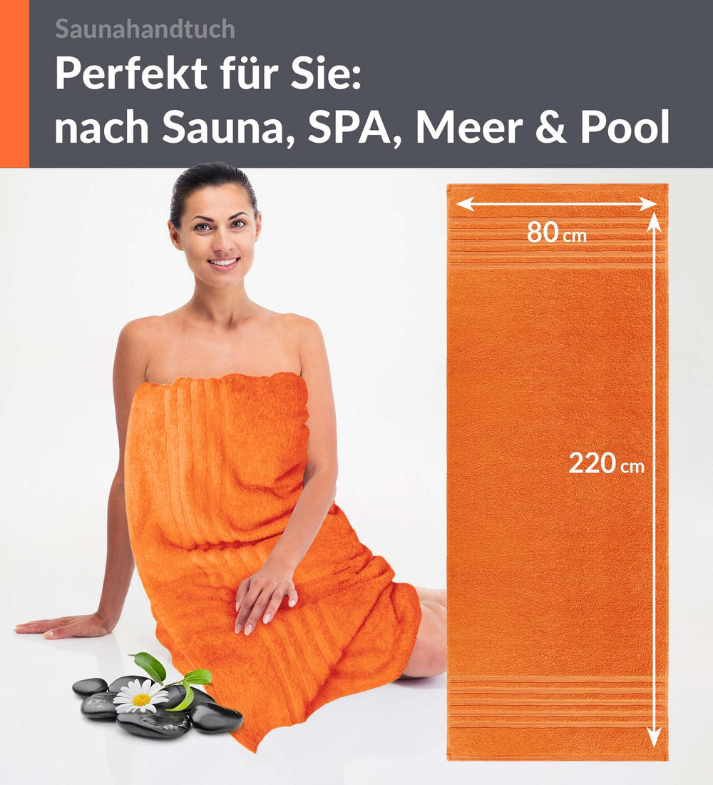 Saunahandtuch extra lang 80x220 cm Orange - Clementinen